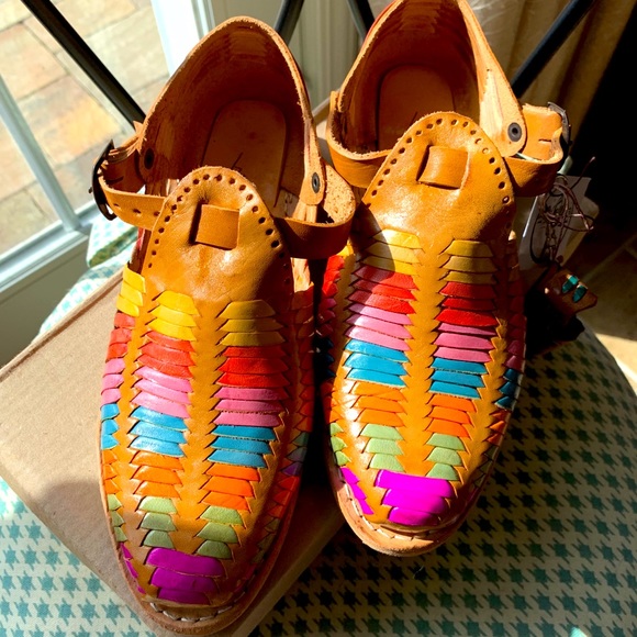 Hand Crafted Shoes - Handmade espadrilles size 7. Rainbow. NIB